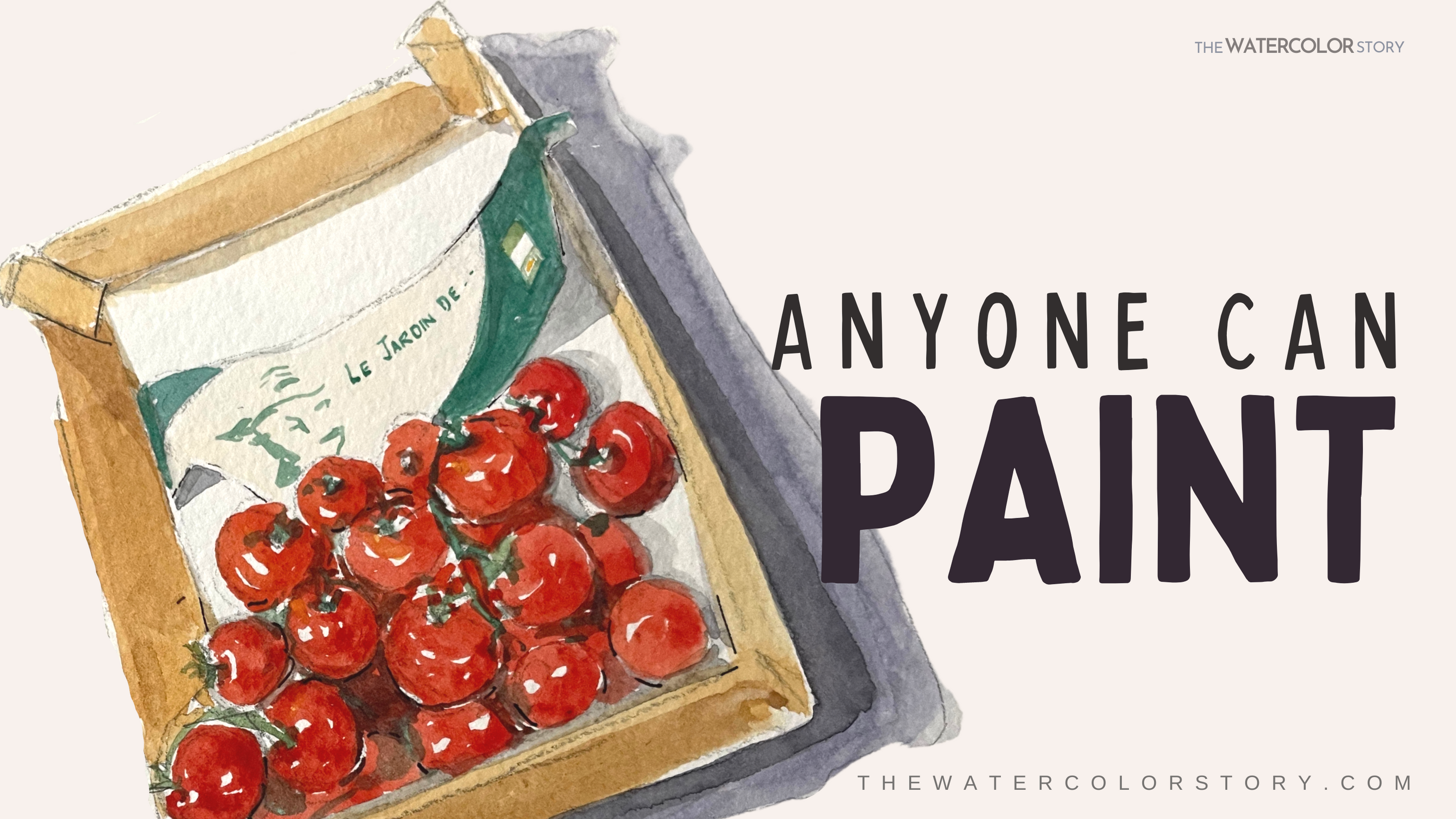 Blog banner of a tomato painting in watercolors